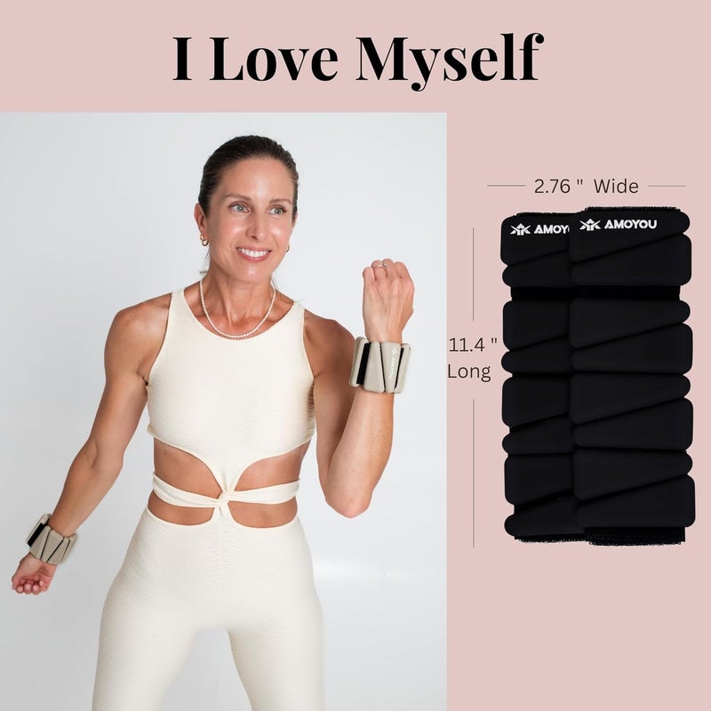 AMOYOU Wrist & Ankle Weights for Women – 2 lb Ankle Weights (Set of 2, 1 lb Each) | Arm Weights for Women | Leg Weights for Walking, Yoga, Cardio & Strength Training - Image 4